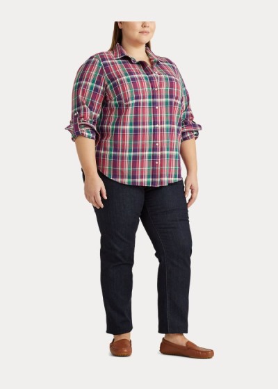 Women's Ralph Lauren Plaid Cotton Twill Shirts | 375986FYZ